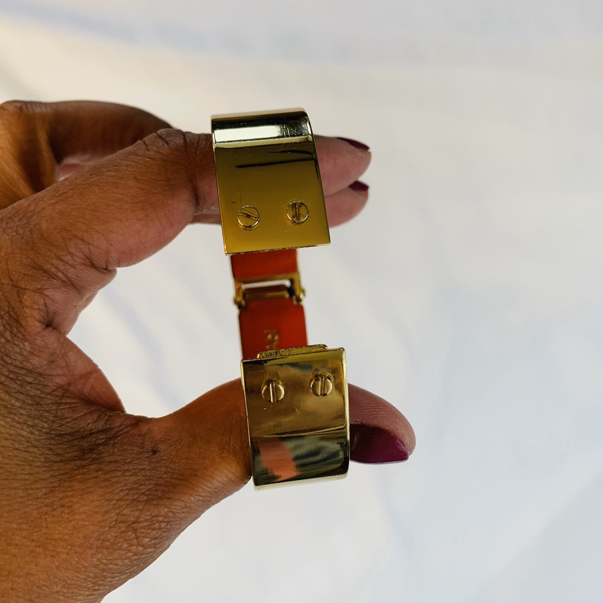 CABI Gold Squared BANGLE BRACELET Orange INSIDE | eBay