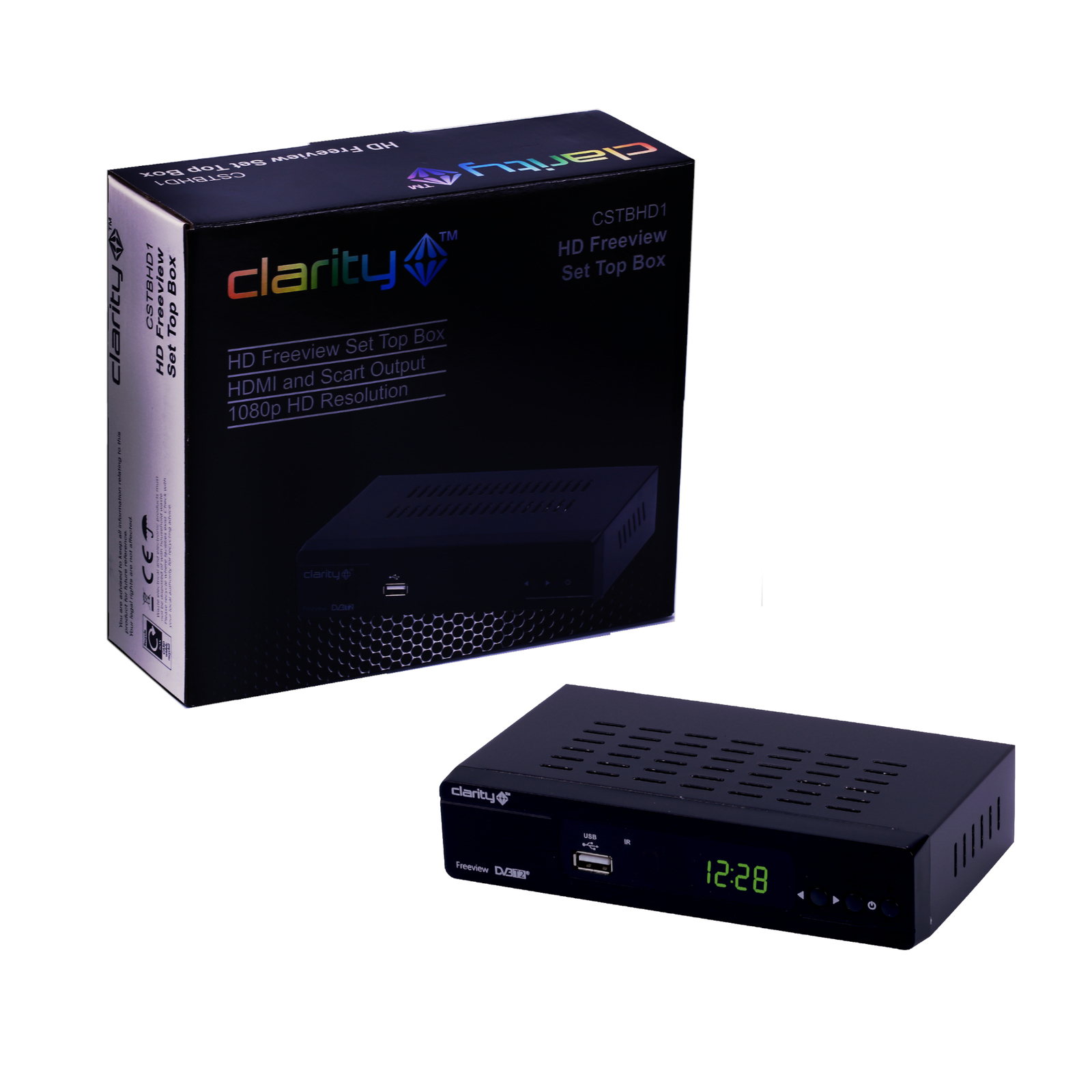 Clarity Freeview Box SetTop Digibox with Full HD Channels, HDMI, USB