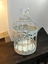 Birdcage Wishing Well Alternative  Wedding Plant Holder White Metal Clear Bird
