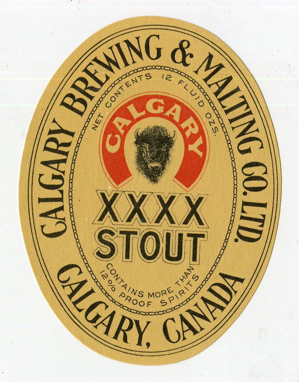Old XXXX Stout Beer Label Calgary Brewing & Malting Co Ltd. Calgary