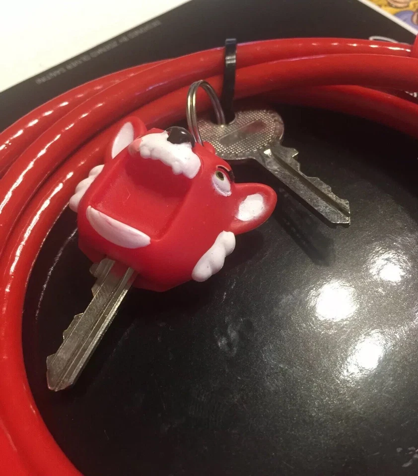 niño niños bicicleta cable bloqueo 2 llaves rojo cara gato Foto 4 de 4