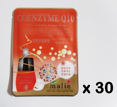 30pcs Malie COENZYME Q10 Face Mask Packs Sheet 25g Nourishing Moisture Kosmetik