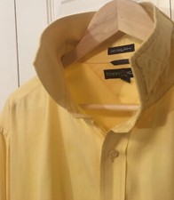 Tommy Hilfiger Mens Sz XL 80s 2 PLY Fabric Cotton Yellow Button Shirt