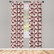 Flamingo Curtains 2 Panel Set Floral Birds