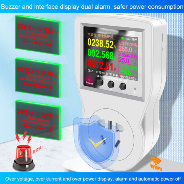 For Tuya LCD Digital WIFI Timer Smart Metering Socket Power Statistics Switch