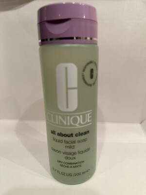 Clinique All About Clean Liquid Facial Soap Mild 6.7 oz For Dry Combination Skin