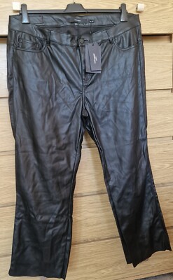 Vera Moda Black Kick Flare Faux Leather Trousers Size 22 BNWT
