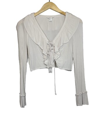 Forever 21 Cream Crop Top Long Sleeve Size XSmall