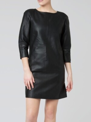 NWT MUUBAA BLACK LEATHER DRESS US 4 UK 8 EU 36 $550 | eBay