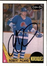 Robert Picard Signed Auto 1987-88 O-Pee-Chee card Quebec Nordiques