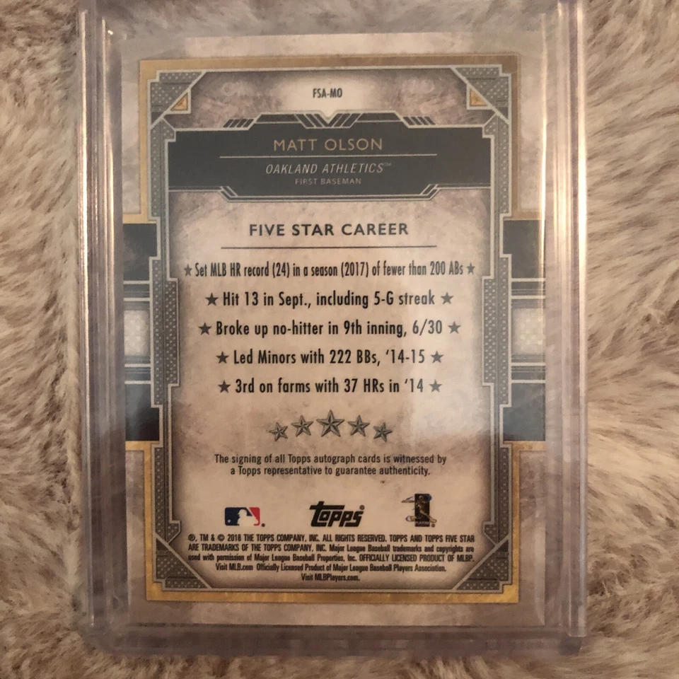 2018 Topps Five Star Matt Olson Auto /15 - Image 2 of 2