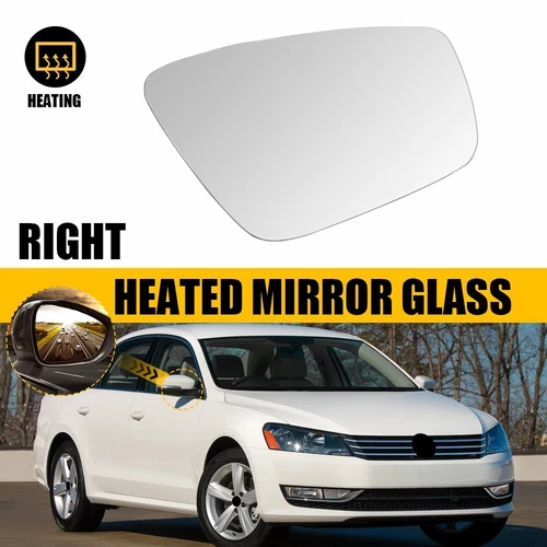 For Mirror Glass Heated 2012 - 2015 VOLKSWAGEN PASSAT Passenger Side VW1325103 H