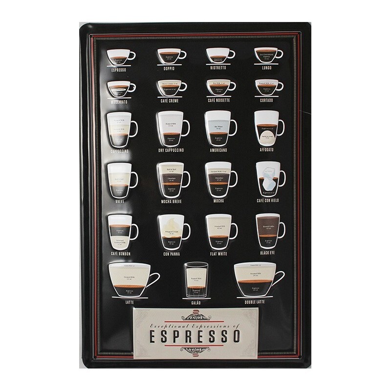 Plaque métal ESPRESSO vintage déco murale cuisine 20x30