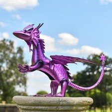 Purple Metal Baby Dragon Garden Sculpture Outdoor Ornament