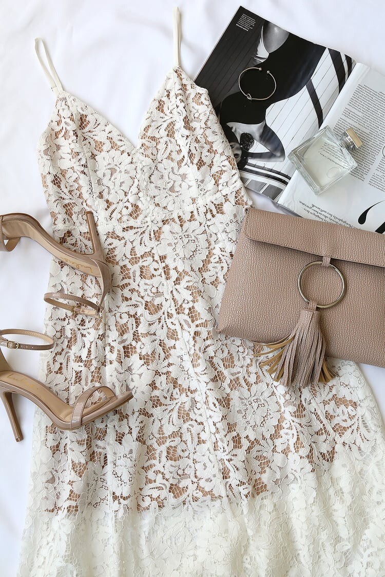 one wish white lace midi dress Lulus One Wish White Lace Midi Dress Medium M Excellent Condition Bridal  Wedding