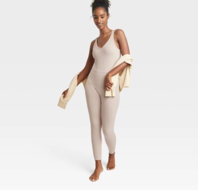 JoyLab Textured Seamless Bodysuit Women Small Sleeveless Moisture Wicking Silver