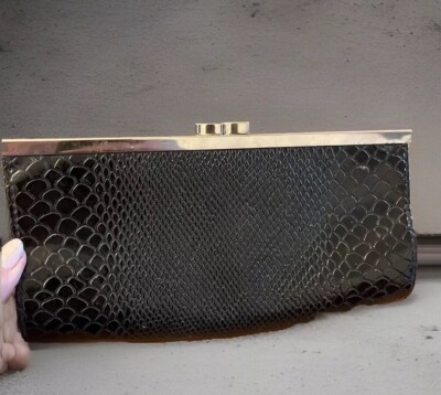 New Look snake skin Effect black clutch bag Vgc Purse UK