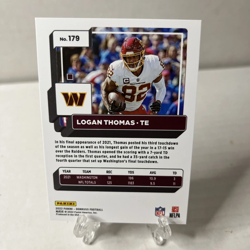 2022 Panini Donruss NFL - LOGAN THOMAS #179 - Gold Press Proof - Holo Prizm SP - Image 2 of 2