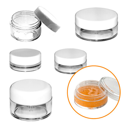 3ml 5ml 8ml 10ml Leer Rund Kunststoff Kosmetik Behälter Probentopf Glas Reise!!