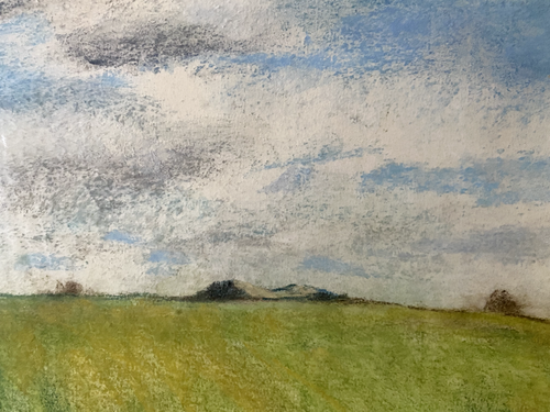 FRANZ EHMKE *1928-2018 DDR MALER PASTELL BLICK AUF ARKENBERGE FELDER PANKOW - Afbeelding 3 van 4
