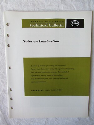 1963 Esso Imperial Oil Gas Combustion Technical Bulletin Brochure
