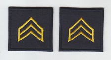 SGT Sargento Chevron ORO MEDIO en parches de cuello AZUL MARINO MEDIANOCHE ESTILO CONTORNO