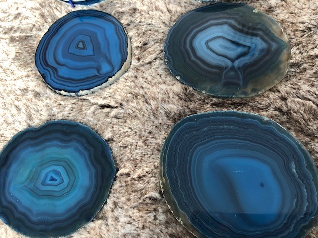 Blue Agate Microcrystalline Quartz Premium Coasters (set of 4) Gift