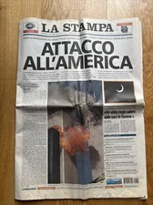 LA STAMPA ATTACCO TORRI GEMELLE 11 SETTEMBRE 2001 GIORNALE DEL GIORNO DOPO