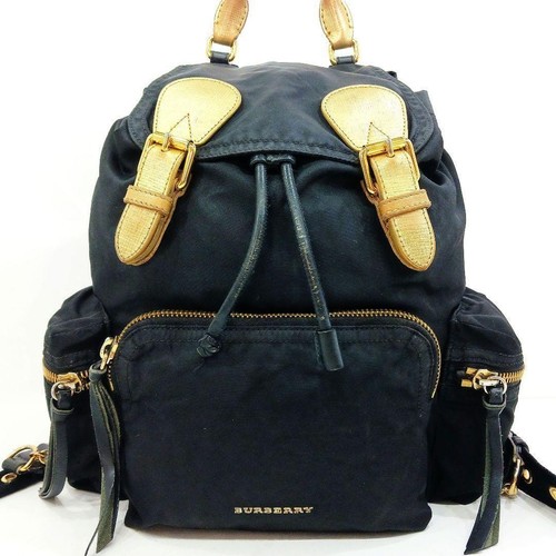 BURBERRY Rucksack Backpack Nylon Leather  logo zip color Black fashion goods