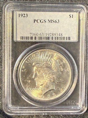 1923 $1 Peace Dollar PCGS MS63 Blinding Luster Sharpest Detail below list