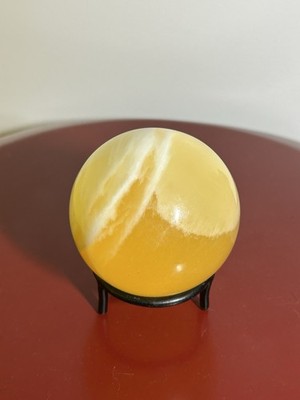 660 Gram Orange Calcite Sphere w/ Base  Beautiful Crystal Ball ~3 Inch Diameter