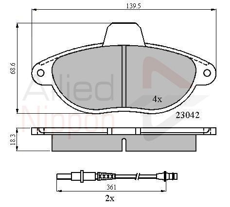 Brake Pad Set For Disc Front Rear Fits Citroën Fiat ALLIED NIPPON ADB2714