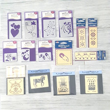 Lot of 15 Craft Stencils brass steel card making Birthday Hearts Borders Baby