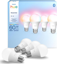 Philips Hue Essential Smart LED A19 Bulb, White and Color Ambiance, E26 Base, 8.