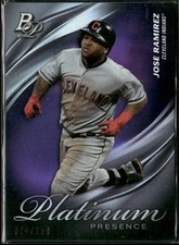 Jose Ramirez 2019 Bowman Platinum #PP-18 Platinum Presence Purple #/250 Indians