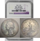 1943 Washington Quarter Silver 25C UNC Details Artificial Toning NGC