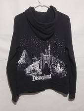 Disney Parks Unisex Zip Hoodie Black Glitter Disneyland Castle Mickey Mouse L