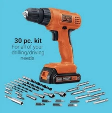 BLACK+DECKER 20V Max Cordless Drill Driver with 30 pcs Accessories With Battery