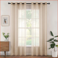 Voile Gardinen Transparent 2Er Set 140X225 Cm Beige ÖSenvorhang FüR Wohnzimmer