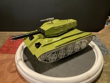 Vintage Cragstan Tin Battery Operated Heavy Smoking Tank US Army 1960s Japan