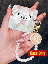 AirPods 4 Case with Pearl Bow Keychain - Stylish Protective Cover for Women, Cut