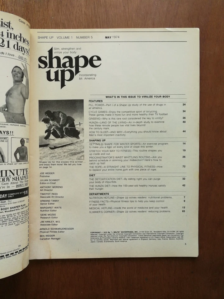 Vintage Shape Up Fitness Magazine May 1974 Arnold Schwarzenegger Foto 2 de 2