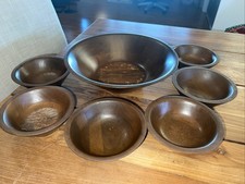 American Walnut Salad Bowl Set - Independent Stave Co. Missouri- Vintage 7 PCC2