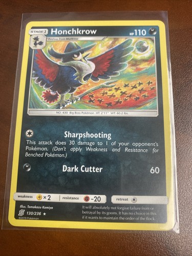 Honchkrow 130/236 Rare SM - Unified Minds Pokemon LP