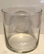 CLEAR GLASS CYLINDRICAL VASE 5" X 5" ROUND FLORAL CONTAINER HOME DECOR