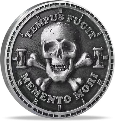 Artfully Sculpted Memento Mori Medallion: a Stoic, Spiritual Skull Challenge Coi