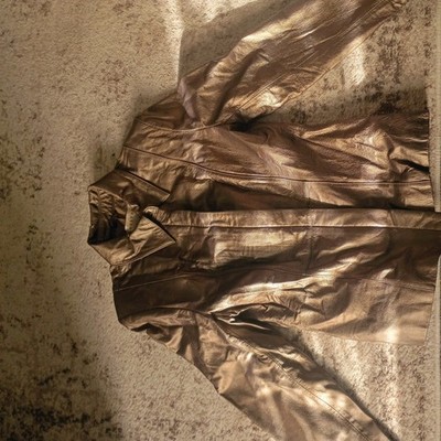 Apostrophe Leather lined Jacket Size 4 Women's Button Up color Bronze