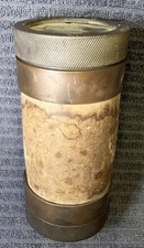 Vintage 5.5 Brass Cylinder Container w/ Doubl...