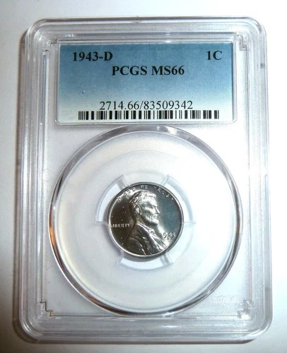 Slabbed 1943 D Cent PCGS MS66 Plastic Case Sweet Coin