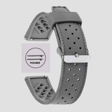 Grey FKM Rubber Tropical Watch Strap 22mm + Quick Release Spring Bars